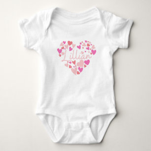 Ich liebe Lillian-Herzen in Rosa Baby Strampler