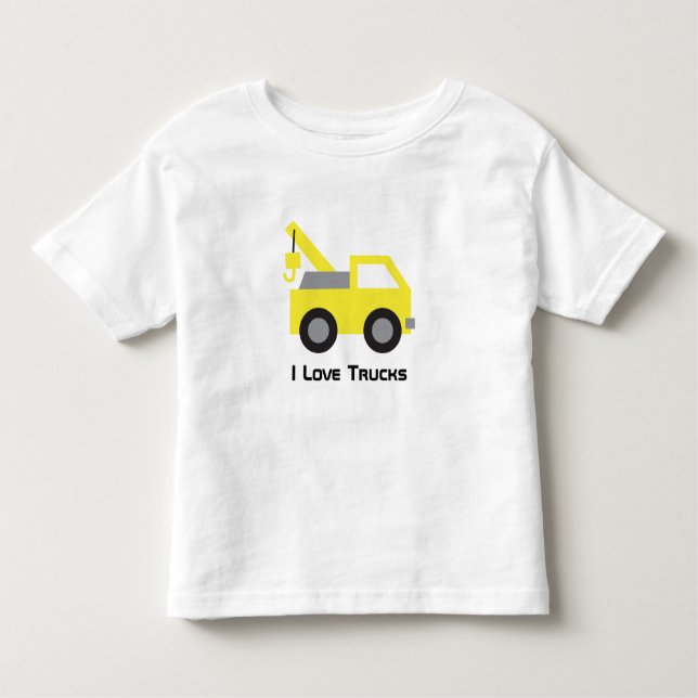 Ich Liebe LKWs, Niedlich Gelbwagen für Kinder Kleinkind T-shirt (Vorderseite)