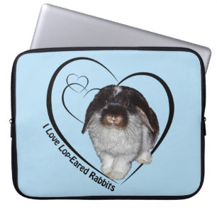 Ich liebe Lop-Ohr-Hasen Laptop-Hülle (Hellblau) Laptopschutzhülle