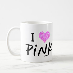 Ich liebe Love Pink Personalisierte Schicke Benutz Tasse