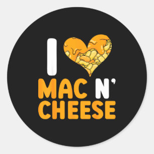 Ich liebe Mac N' Cheese Lustiger Mac und Käse Runder Aufkleber