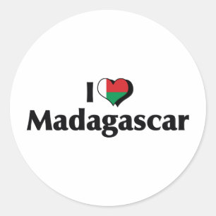 Ich liebe Madagaskar-Flagge Runder Aufkleber