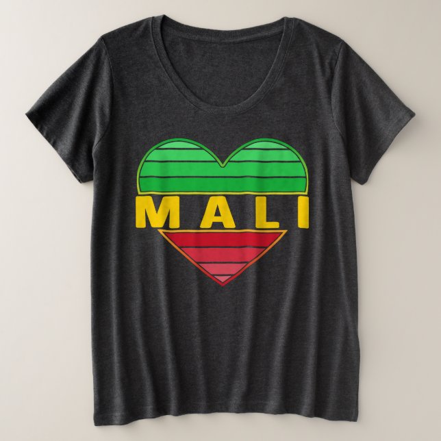 Ich Liebe Mali, Mali Große Größe T-Shirt (Design vorne)