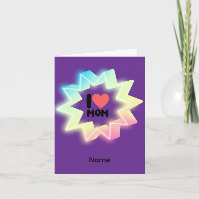 Ich liebe Mama Farbige Neonstern Karte (Vorderseite)