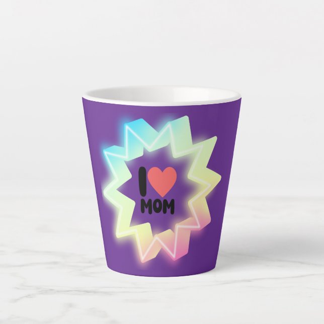 Ich liebe Mama Farbige Neonstern Milchtasse (Vorderseite)