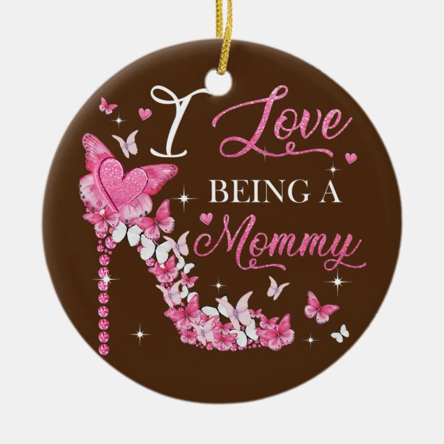 Ich Liebe, Mama-Hochhörnchen-Schmetterlinge der Mu Keramik Ornament (Vorne)