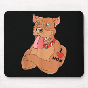 Ich Liebe Mama Hund mit Tattoo Pitbull Besitzer Mousepad