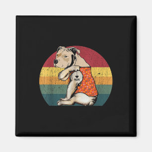 Ich liebe Mama Pitbull Hund Tattoo Blume Vintage M Magnet