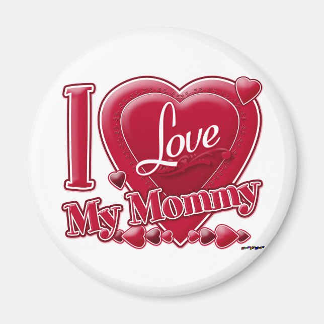 Ich Liebe Mama rot - Herz Magnet (Vorne)
