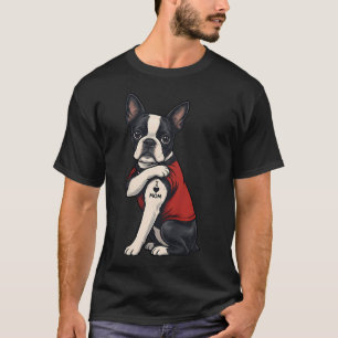 Ich liebe Mama Tätowierter Hund Mama Boston Terrie T-Shirt