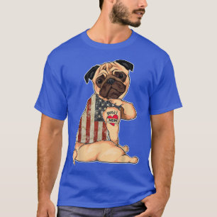 Ich Liebe Mama Tattoo Mops Hund American Flag Mutt T-Shirt