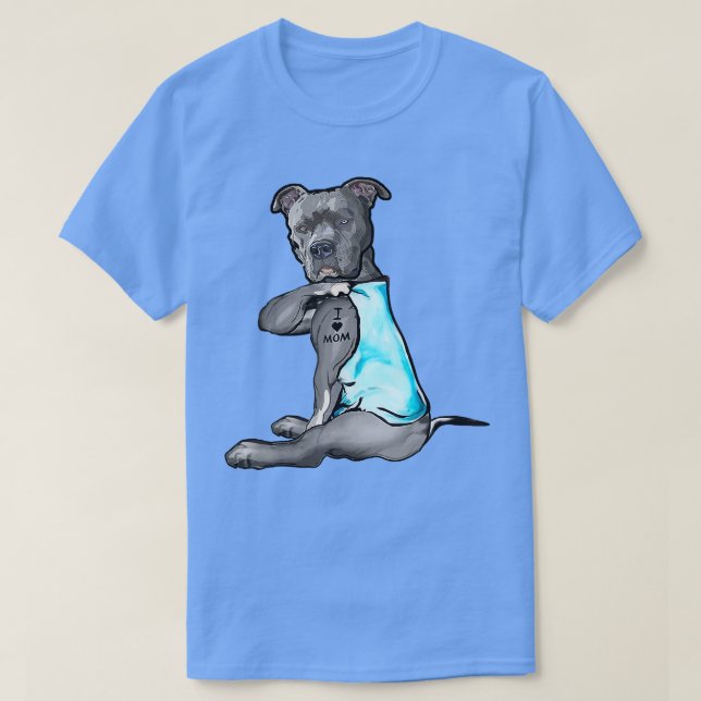 Ich Liebe Mama Tattoo Pitbull Hund Lover Damen Mut T-Shirt (Design vorne)