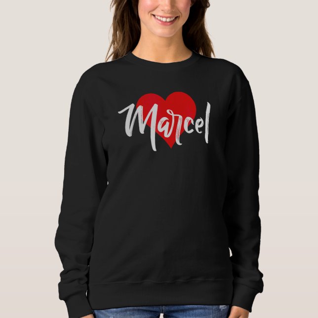 Ich liebe Marcel Vorname Liebe Herz Sweatshirt (Vorderseite)