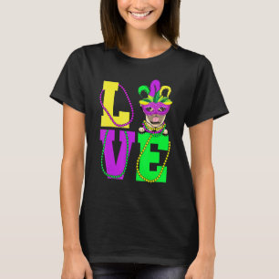 Ich liebe Mardi Gras lustige Pug-Hundmaske Kostüm T-Shirt