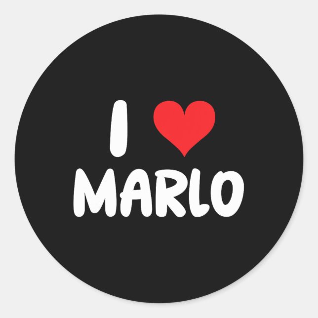 Ich liebe Marlo - Herz - Name  Runder Aufkleber (Vorderseite)