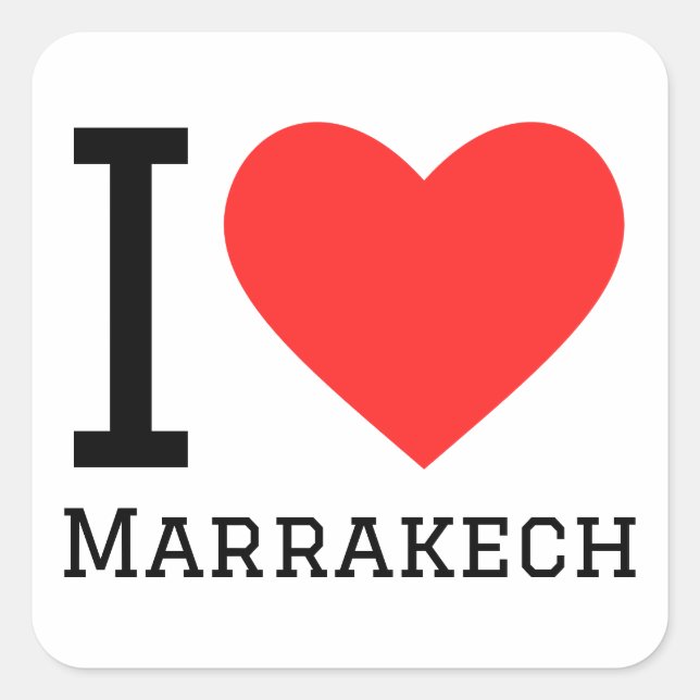 Ich liebe Marrakesch Quadratischer Aufkleber (Vorderseite)