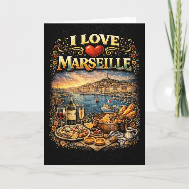 Ich liebe Marseille Feiertagskarte (Vorderseite)