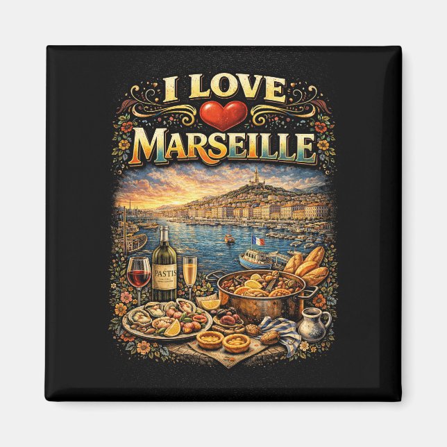 Ich liebe Marseille Magnet (Vorne)