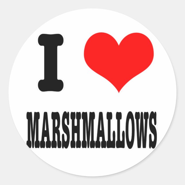 ICH LIEBE Marshmallows Runder Aufkleber (Vorderseite)