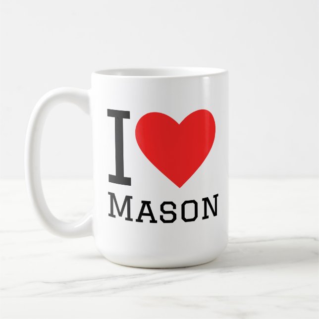 Ich liebe Mason Sticker Kaffeetasse (Links)