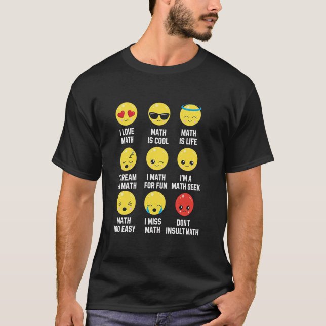 Ich Liebe Mathe Emoji Emoticons, Lehrer Mathletes  T-Shirt (Vorderseite)