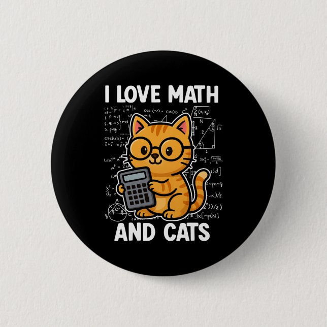 Ich liebe Mathe und Katzen Button (Vorderseite)