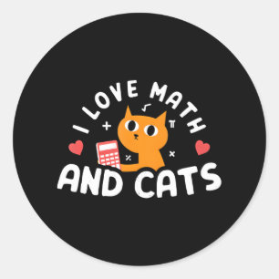 Ich Liebe Mathe und Katzen Funny Cat Lover für Mat Runder Aufkleber