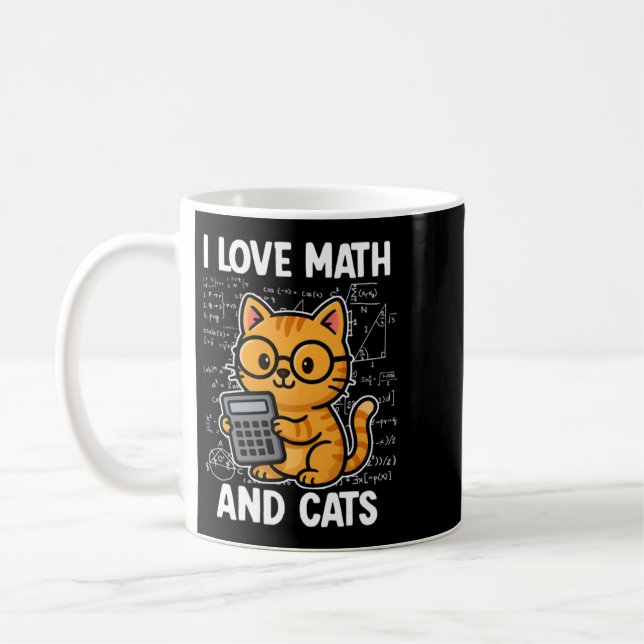 Ich liebe Mathe und Katzen Kaffeetasse (Links)