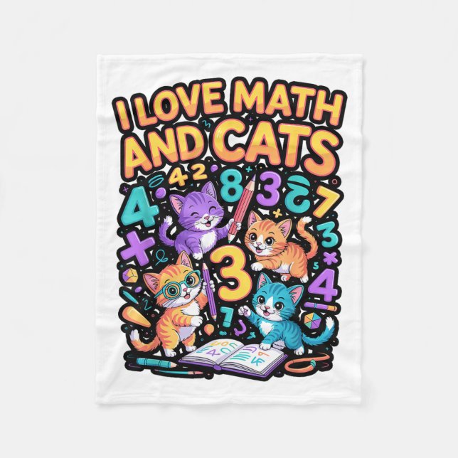 Ich liebe Mathe und Katzen Lehrer Student  Fleecedecke (Vorderseite)