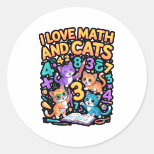 Ich liebe Mathe und Katzen Lehrer Student Runder Aufkleber