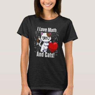 Ich Liebe Mathe und Katzen Niedlich Männer Frauen T-Shirt