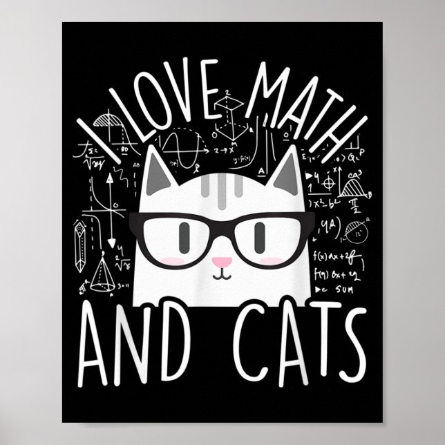 Ich Liebe Mathe und Katzen Niedliche Katze Poster (Vorne)