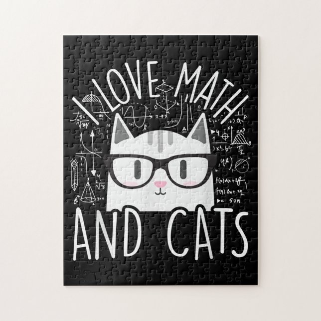 Ich Liebe Mathe und Katzen Niedliche Katze Puzzle (Vertikal)