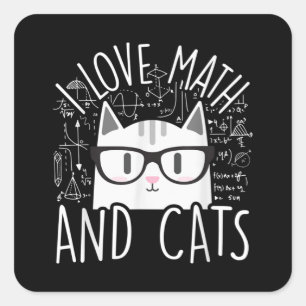Ich Liebe Mathe und Katzen Niedliche Katze Quadratischer Aufkleber