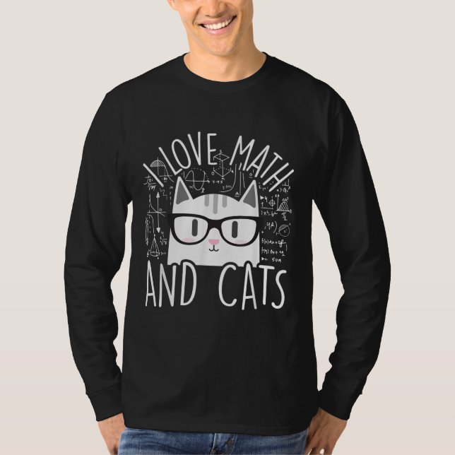 Ich Liebe Mathe und Katzen Niedliche Katze T-Shirt (Vorderseite)
