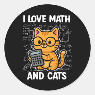Ich liebe Mathe und Katzen Runder Aufkleber
