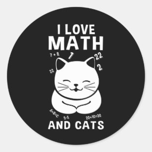 Ich Liebe Mathe und Katzen Schule Lehrer Cat Lover Runder Aufkleber