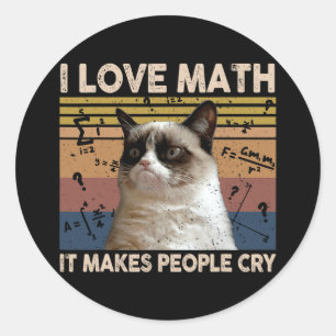 Ich Liebe Mathematik es macht Leute Cat Lover wein Runder Aufkleber