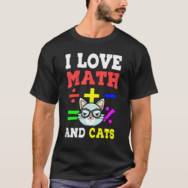 Ich Liebe Mathematik und Katzen Mathematik Algebra T-Shirt (Vorderseite)
