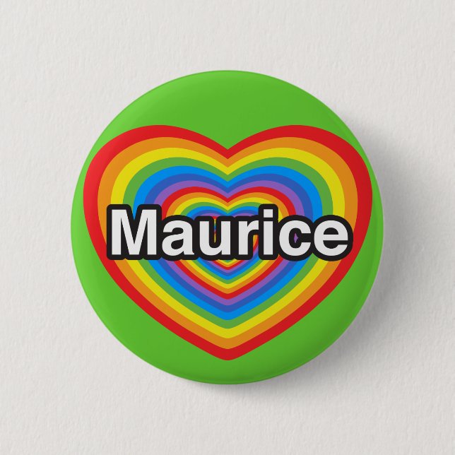 Ich Liebe Maurice. Ich Liebe dir Maurice. Herz Button (Vorderseite)