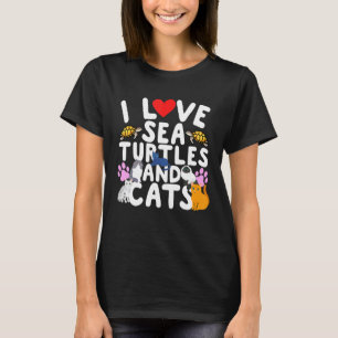 Ich liebe Meeresschildkröten und Katzen Coole Kitt T-Shirt