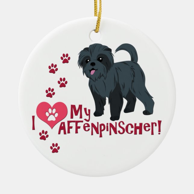 Ich Liebe mein Affenpinscher! Keramikornament (Vorne)