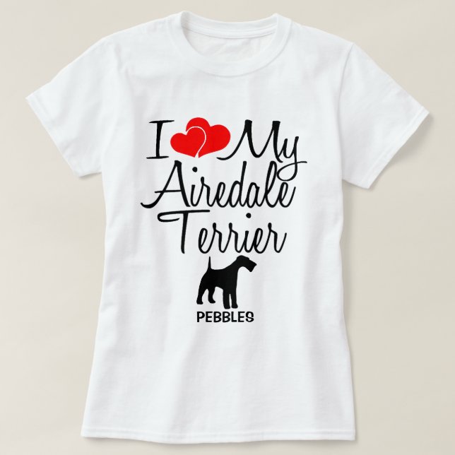 Ich Liebe mein Airedale Terrier Dog T-Shirt (Design vorne)