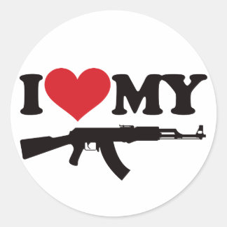 Ich Liebe mein AK47 Runder Aufkleber