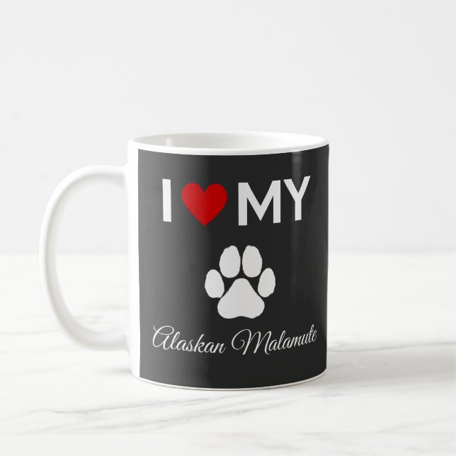 Ich Liebe mein Alaskan Malamute Hund Sondertext Kaffeetasse (Links)
