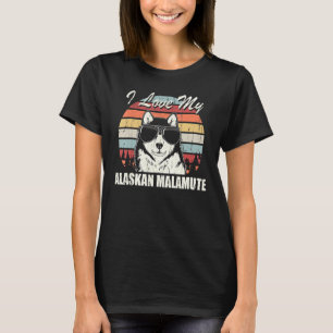 Ich Liebe mein Alaskan Malamute Vintag Retro Desig T-Shirt