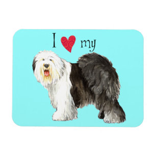 Ich Liebe mein altes Englisch Sheepdog Magnet