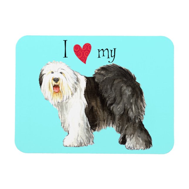 Ich Liebe mein altes Englisch Sheepdog Magnet (Horizontal)