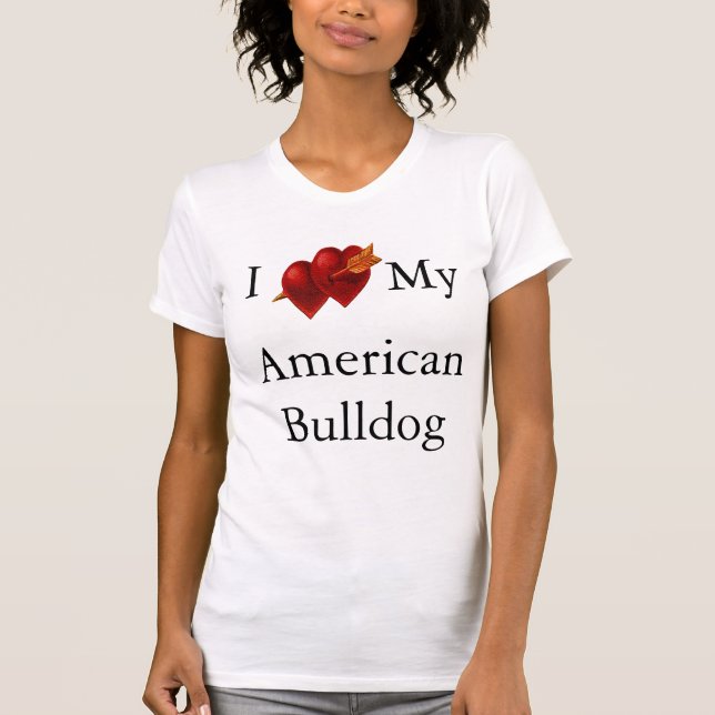 Ich Liebe mein amerikanischer Bulldog Doppelherz T-Shirt (Vorderseite)