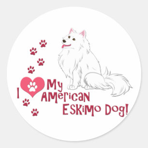 Ich Liebe mein amerikanischer Eskimo Hund! Runder Aufkleber